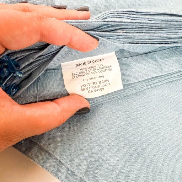 Pottery Barn Light Blue 100% Linen Beaded Placemats & Napkins Set Of 10 - Picture 4 of 4